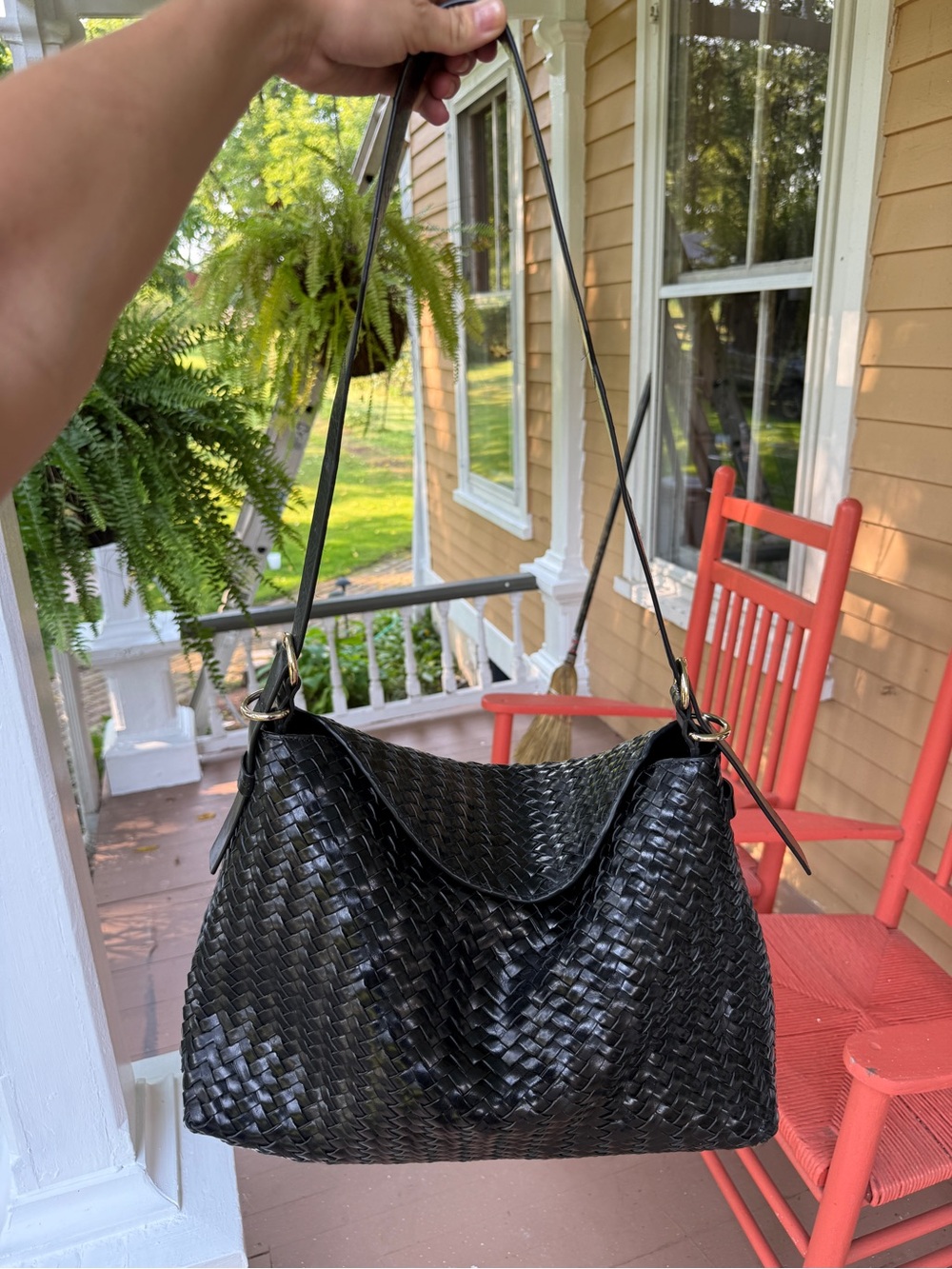 & Other Stories Large Black Braided Shoulder Bag